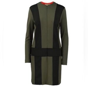 Nicole Miller Artelier SZ L Women's Green Ponte Zip-Up Long Sleeve Dress NWT